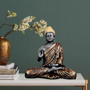 Meditation Big Buddha Showpiece for Home Decor (Golden & Black) Polyresin - 15 Inch