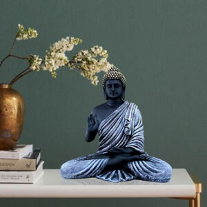 Meditation Big Buddha Showpiece for Home Decor (Blue & Black) Polyresin - 15 Inch