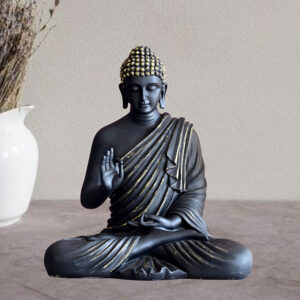 Meditation Big Buddha Showpiece for Home Decor (Black) Polyresin - 15 Inch