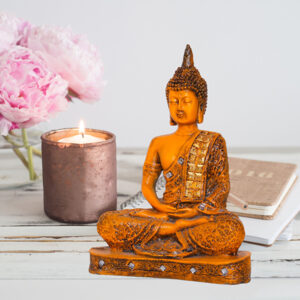 Meditation Buddha Showpiece for Home Decor (Mustard) Polyresin - 9.5 Inch