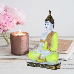 Meditation Buddha Showpiece for Home Decor (Neon) Marble - 9.5 Inch