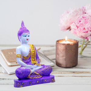 Meditation Buddha Showpiece for Home Decor (Purple & White) Marble - 9.5 Inch
