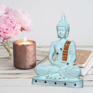 Meditation Buddha Showpiece for Home Decor (Light Green) Polyresin - 9.5 Inch