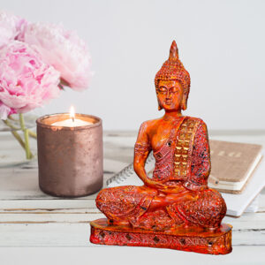 Meditation Buddha Showpiece for Home Decor (Multicolor) Polyresin - 9.5 Inch