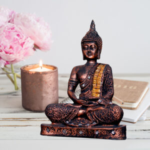 Meditation Buddha Showpiece for Home Decor (Antique Copper) Polyresin - 9.5 Inch