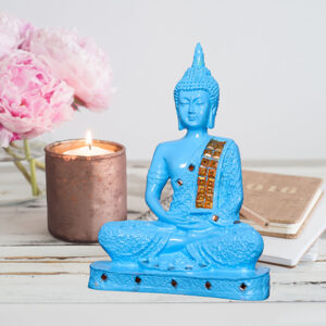 Meditation Buddha Showpiece for Home Decor (Blue) Polyresin - 9.5 Inch