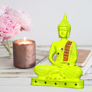 Meditation Buddha Showpiece for Home Decor (Neon) Polyresin - 9.5 Inch