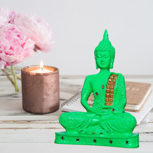 Meditation Buddha Showpiece for Home Decor (Green) Polyresin - 9.5 Inch