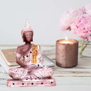Meditation Buddha Showpiece for Home Decor (Brown & White) Polyresin - 9.5 Inch
