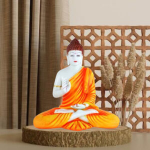 Meditation Big Buddha Showpiece for Home Decor (Orange) Marble - 15 Inch