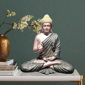 Meditation Big Buddha Showpiece for Home Decor (Black & Gold) Polyresin - 15 Inch
