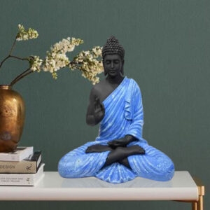 Meditation Big Buddha Showpiece for Home Decor (Blue & Black) Polyresin - 15 Inch