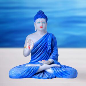 Meditation Big Buddha Showpiece for Home Decor (Blue) Marble - 15 Inch