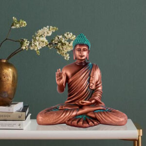 Meditation Big Buddha Showpiece for Home Decor (Copper) Polyresin - 15 Inch
