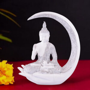 Chand Buddha Idol Showpiece for Home Decor (White) Marble – 10 Inch