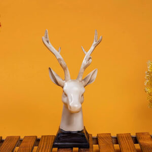 Deer Face Showpiece for Home Decor (Cream) Polyresin – 6 Inch
