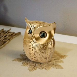Antique Owl Showpiece for Home Decor (Golden) Polyresin – 6 Inch