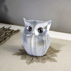 Antique Owl Showpiece for Home Decor (Silver) Polyresin – 6 Inch