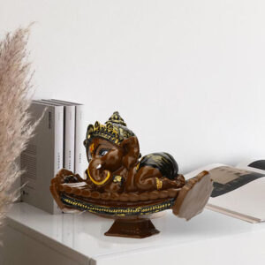 Sleeping Ganesha Idol Showpiece for Home Decor (Brown) Polyresin - 4 Inch