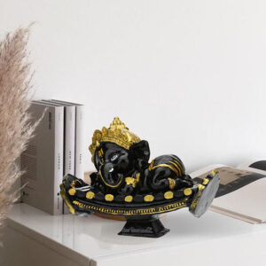 Sleeping Ganesha Idol Showpiece for Home Decor (Black) Polyresin - 4 Inch