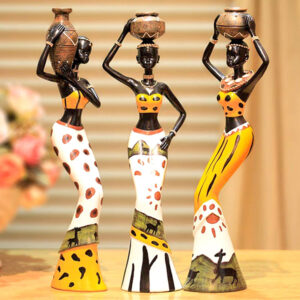 African Lady Showpiece for Home Decor, Set of 3 (Multicolor) Polyresin – 7.5 Inch