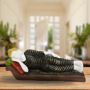Sleeping Buddha Idol Showpiece for Home Decor (Black) Marble – 7.5 Inch