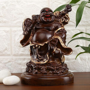Laughing Buddha Showpiece for Home Decor (Brown) Polyresin - 7.5 Inch