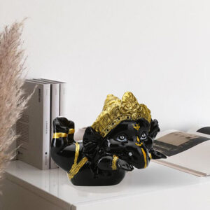 Flying Ganesha Idol Showpiece for Home Decor (Black) Polyresin - 3 Inch