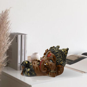 Sleeping Ganesha Idol Showpiece for Home Decor (Brown) Polyresin - 4 Inch