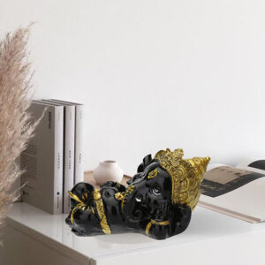 Sleeping Ganesha Idol Showpiece for Home Decor (Black) Polyresin - 4 Inch