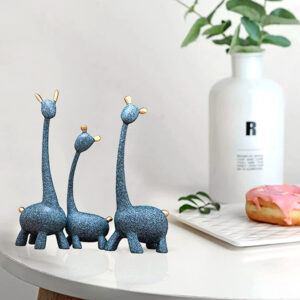 Giraffe Family Showpiece for Home Decor (Green) Polyresin – 9 Inch