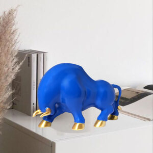 Bull Showpiece for Home Decor (Blue) Polyresin – 7 Inch