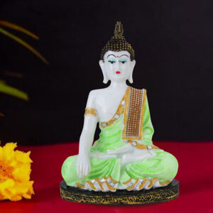 Hand Down Buddha Showpiece for Home Decor (Pink & Black) Marble - 10.5 Inch