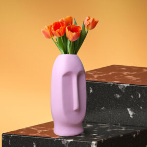 Human Face Flower Vases for Home Decor (Pink) Polyresin – 9.5 Inch