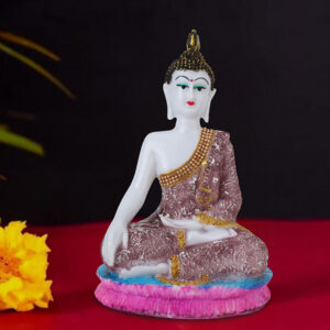 Hand Down Buddha Showpiece for Home Decor (Brown) Marble - 10.5 Inch