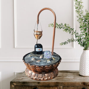 Shivling Water Fountain Showpiece for Home Decor (Black & Gold) Polyresin – 18 Inch