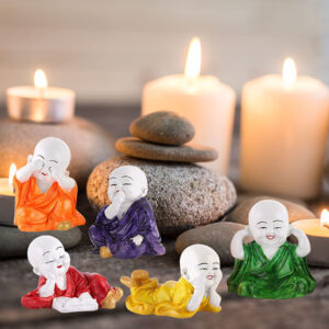 Mini Buddha Idol Showpiece for Home Decor (Multicolor) Marble – 6 Inch