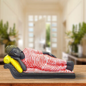 Sleeping Buddha Idol Showpiece for Home Decor (Red & Black) Polyresin – 7.5 Inch