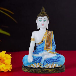 Hand Down Buddha Showpiece for Home Decor (Blue) Marble - 10.5 Inch