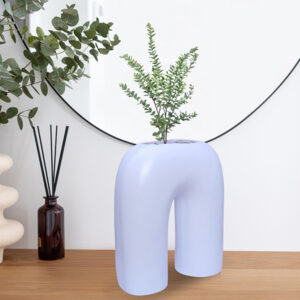 Inverted U-Shaped Flower Vases for Home Decor (White) Polyresin – 9 Inch