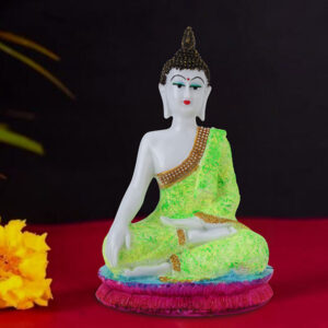 Hand Down Buddha Showpiece for Home Decor (Light Green) Marble - 10.5 Inch