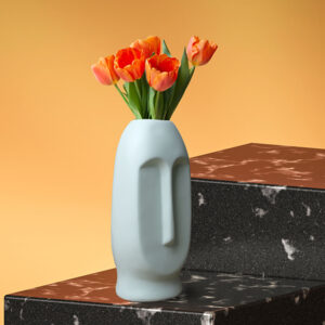 Human Face Flower Vases for Home Decor (Light Green) Polyresin – 9.5 Inch