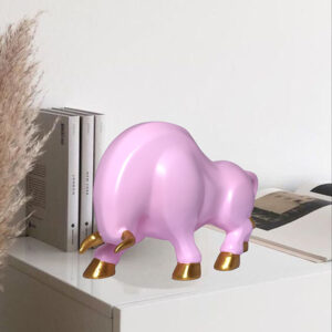 Bull Showpiece for Home Decor (Pink) Polyresin – 7 Inch