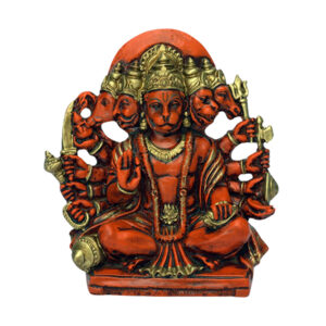 Panchmukhi Hanuman Idol Showpiece for Home Decor (Orange) Polyresin – 6 Inch