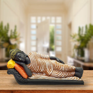 Sleeping Buddha Idol Showpiece for Home Decor (Brown & Black) Polyresin – 7.5 Inch