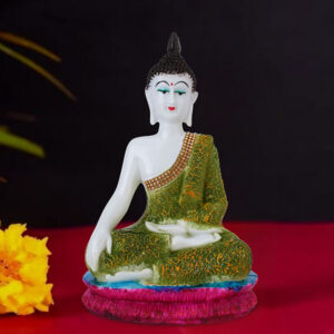 Hand Down Buddha Showpiece for Home Decor (Green) Marble - 10.5 Inch