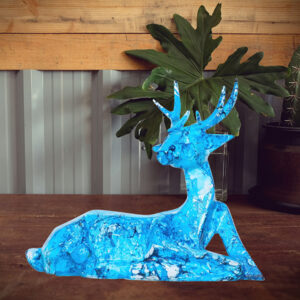 Sitting Deer Showpiece for Home Decor (Sky Blue) Polyresin – 6.5 Inch