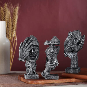 Elephant Showpiece for Home Decor, Set of 2 (Grey) Polyresin – 7.5 Inch