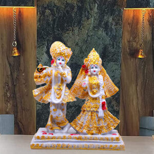Radha-Krishna for Home Decor (White & Golden) Polyresin – 9.5 Inch