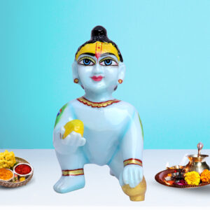 Laddu Gopal Krishna Idol Showpiece for Home Decor (Blue) Marble - 6 Inch